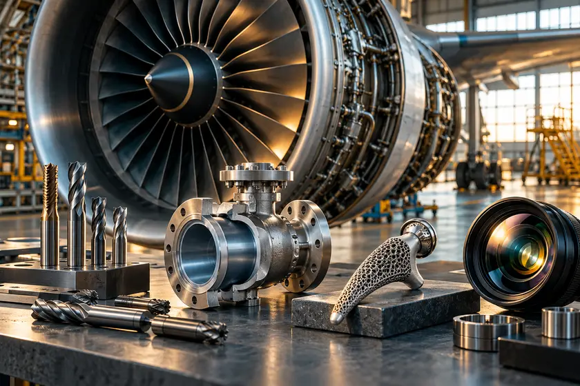 Turbine d’avion, outils en carbure, vanne chimique, implant médical et objectif optique